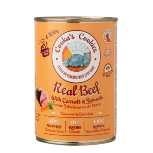 Cooka’s Cookies - Real Beef - jautienos konservai su morkomis ir špinatais