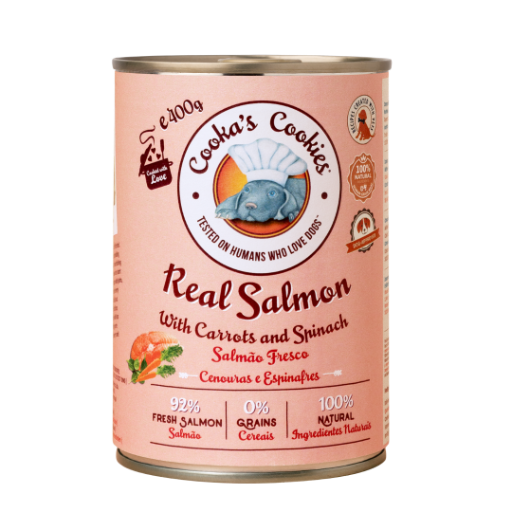 Cooka’s Cookies - Real Salmon - lašišos konservai su morkomis ir špinatais