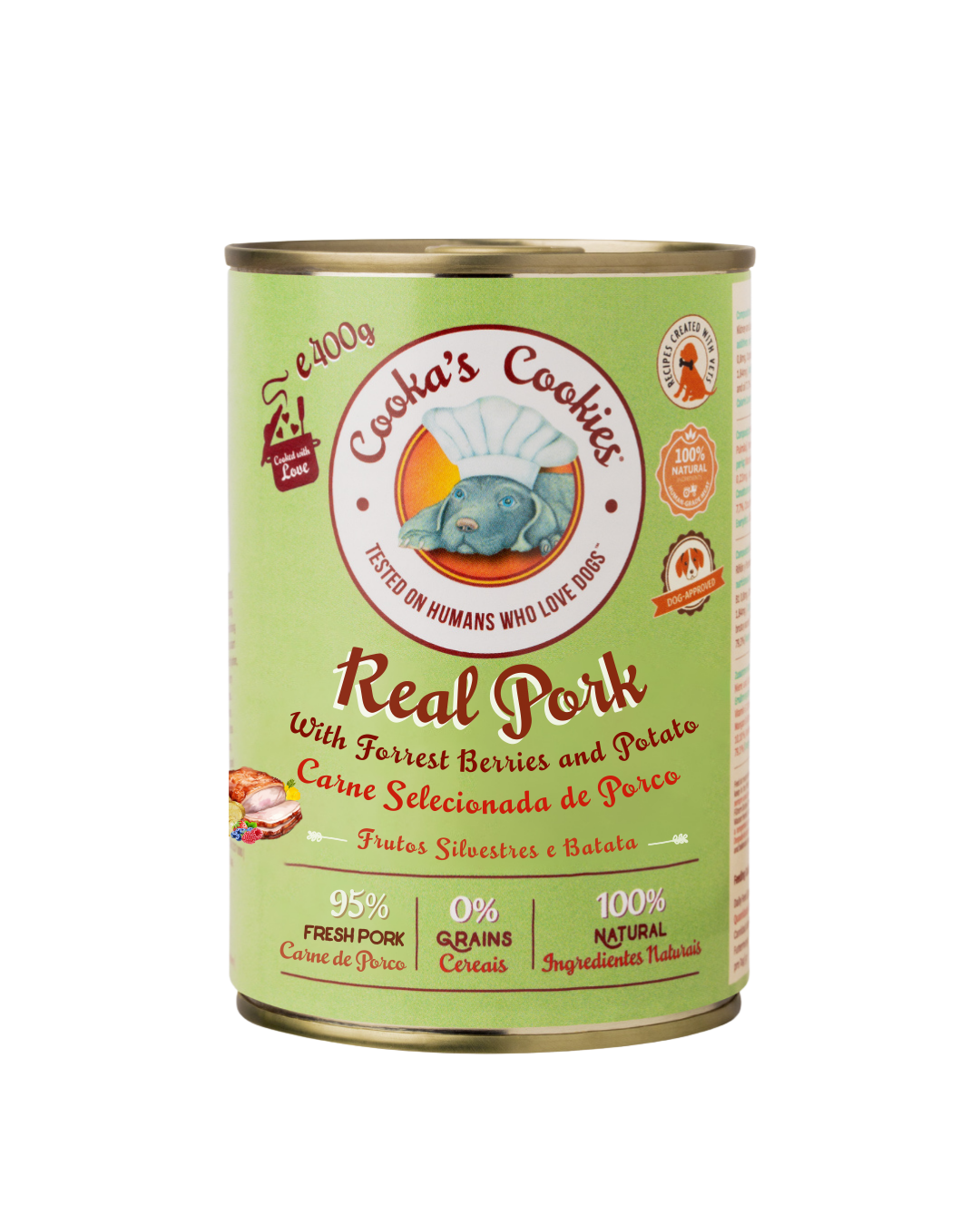 Cooka’s Cookies - Real Pork - kiaulienos konservai su miško uogomis ir bulvėmis