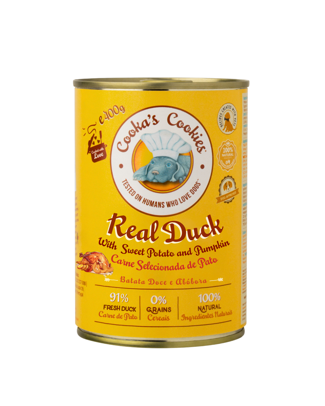 Cooka’s Cookies - Real Duck - antienos konservai su saldžiosiomis bulvėmis ir moliūgais